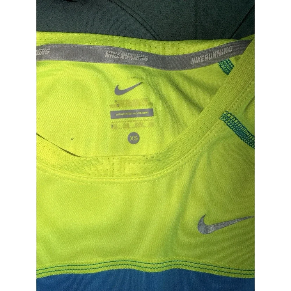 Nike Running Miler Long Sleeve Shirt Blue Bright Yellow Women’s Size XS